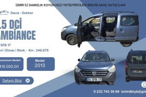 İZMİR İLİ DAMIZLIK KOYUN KEÇİ YETİŞTİRİCİLER BİRLİĞİ ARAÇ SATIŞ İLANI